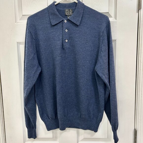 Jos. A. Bank Men’s Merino Wool Polo Sweater Navy Blue Size Medium - Picture 1 of 3